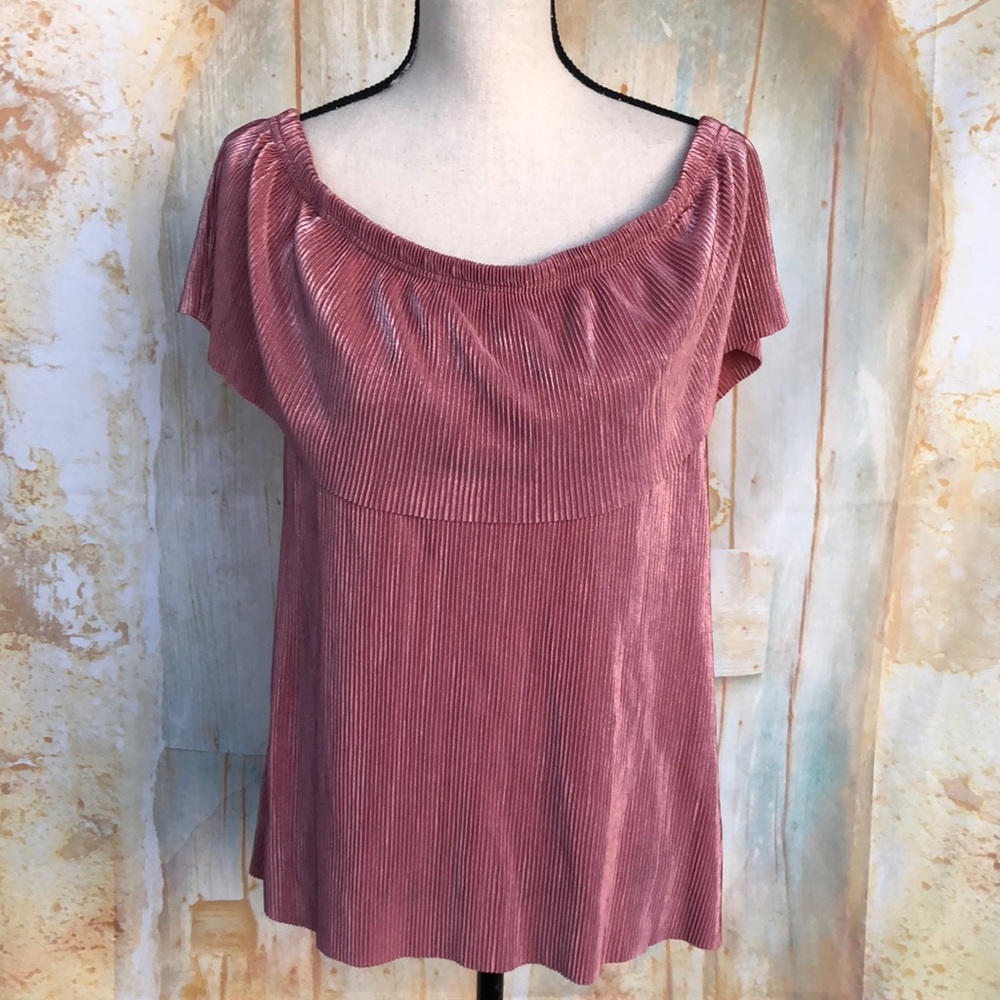 NWT A.N.A Large Off the Shoulder Plisse Top